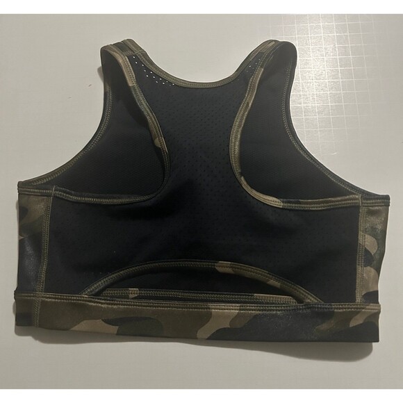 Nike Women's Dri-Fit Sports Bra High-Neck Green Camo Swoosh Logo XS - Picture 3 of 10